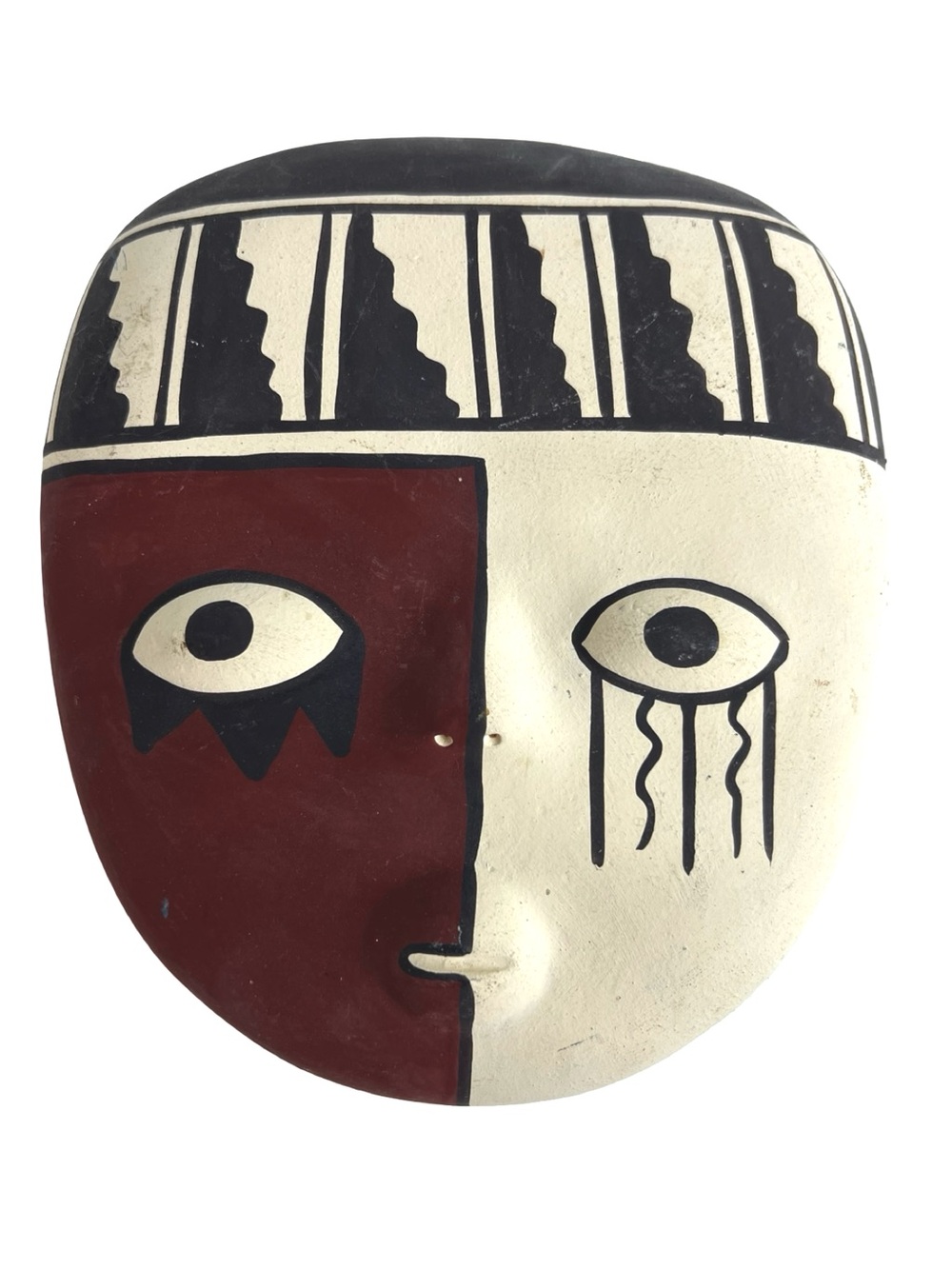 Vintage Southwestern Studio Pottery Ceramic Face Wall Mask Folk Art Decor
